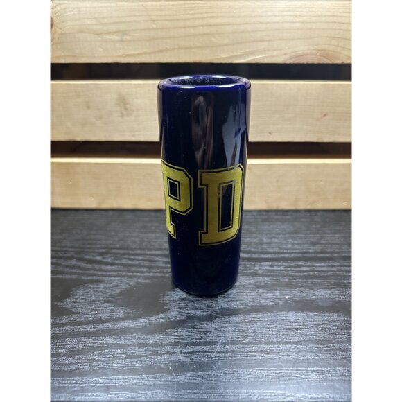 NYPD New York Police Department Cobalt Blue W/ Gold Spell Out Shot Glass 4.5” T - Picture 2 of 3